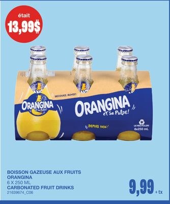 CARBONATED FRUIT DRINKS, 8 x 250 mL