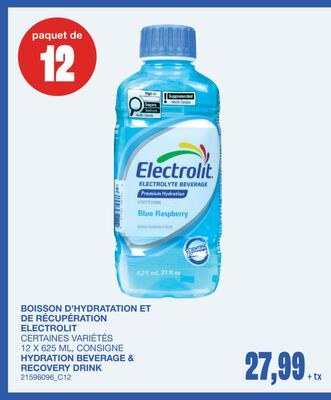 HYDRATION BEVERAGE & RECOVERY DRINK, 12 X 625 ML