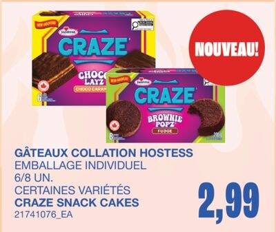 CRAZE SNACK CAKES, 6/8 UN.