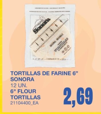 TORTILLAS DE FARINE 6" SONORA