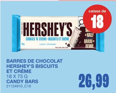 BARRES DE CHOCOLAT BISCUITS ET CRÈME, 18 X 73 G