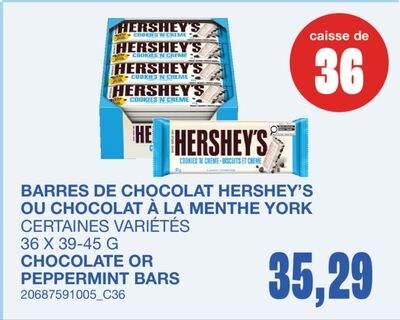 BARRES DE CHOCOLAT OU CHOCOLAT À LA MENTHE YORK…