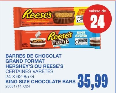 BARRES DE CHOCOLAT GRAND FORMAT, 24 X 62-85 G