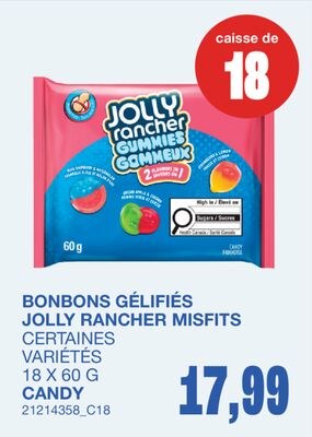 BONBONS GÉLIFIÉS MISFITS, 18 X 60 G