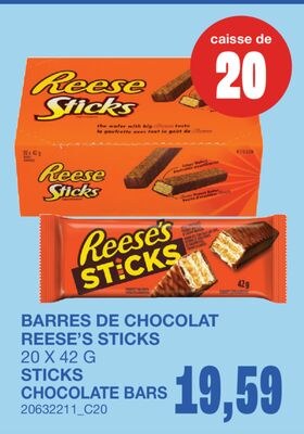 BARRES DE CHOCOLAT STICKS, 20 X 42 G