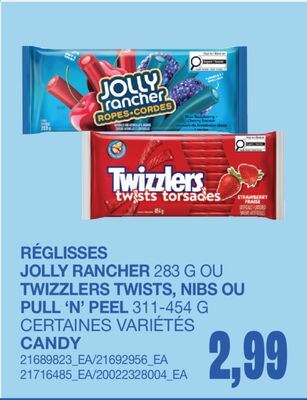 RÉGLISSES 283 G OU TWISTS, NIBS OU PULL 'N' PEE…