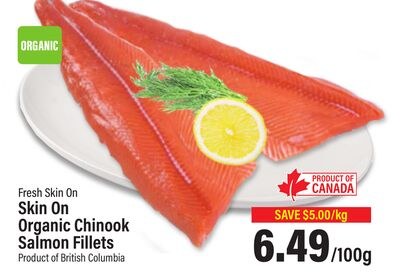 Skin On Organic Chinook Salmon Fillets