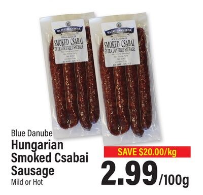 Blue Danube Hungarian Smoked Csabai Sausage