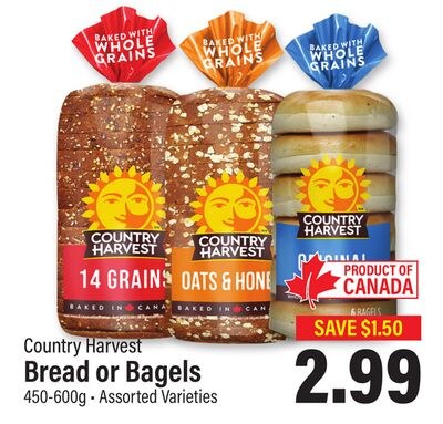Country Harvest Bread or Bagels