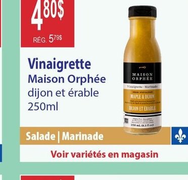 Vinaigrette Maison Orphée dijon et érable 250ml