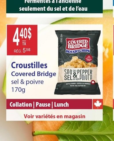 Croustilles Covered Bridge sel & poivre