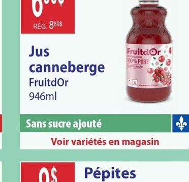 Jus canneberge FruitdOr 946ml