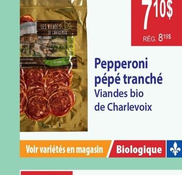 Pepperoni pépé tranché Viandes bio de Charlevoix
