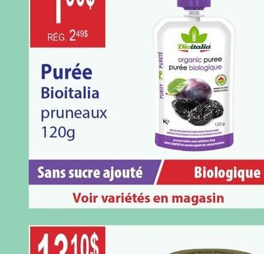 Purée Bioitalia pruneaux 120g