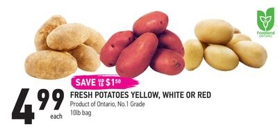 FRESH POTATOES YELLOW, WHITE OR RED