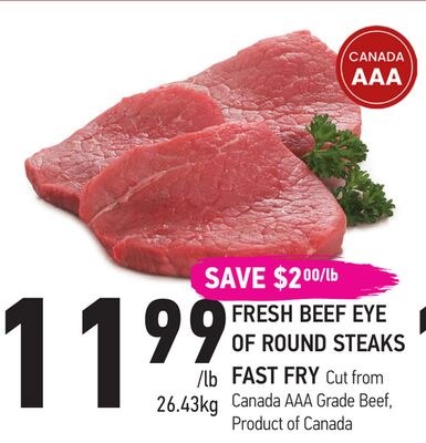 FRESH BEEF EYE OF ROUND STEAKS FAST FRY