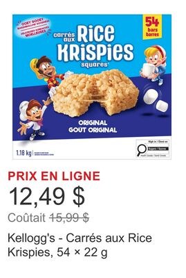 Kellogg's - Carrés aux Rice Krispies, 54 × 22 g