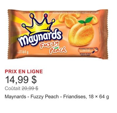Maynards - Fuzzy Peach - Friandises, 18 × 64 g