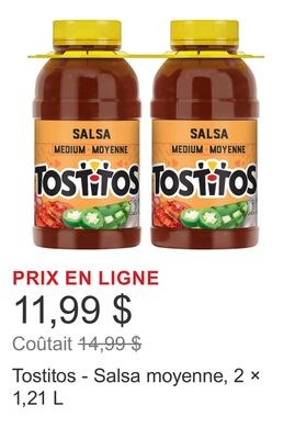 Tostitos - Salsa moyenne, 2 × 1,21 L