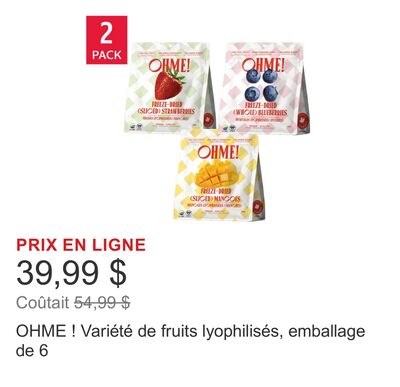 OHME ! Variété de fruits lyophilisés, emballage…