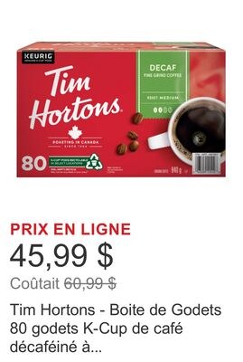 Tim Hortons - Boite de Godets 80 godets K-Cup d…