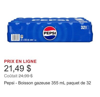 Pepsi - Boisson gazeuse 355 mL paquet de 32