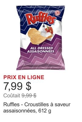Ruffles - Croustilles à saveur assaisonnées, 612 g
