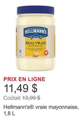 Hellmann's® vraie mayonnaise, 1,8 L