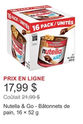 Nutella & Go - Bâtonnets de pain, 16 × 52 g