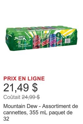Mountain Dew - Assortiment de cannettes, 355 mL…