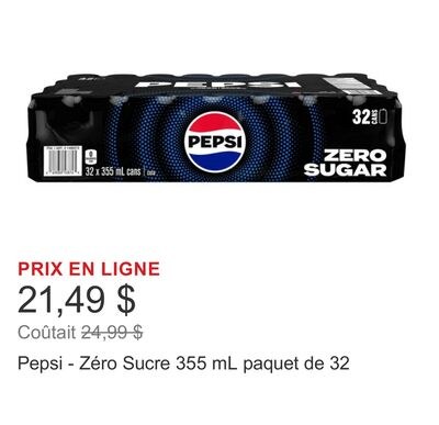 Pepsi - Zéro Sucre 355 mL paquet de 32