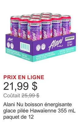 Alani Nu boisson énergisante glace pilée Hawaïe…
