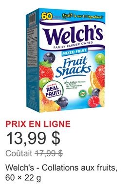 Welch's - Collations aux fruits, 60 × 22 g