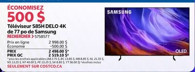 Téléviseur S85H DELO 4K de 77 po de Samsung