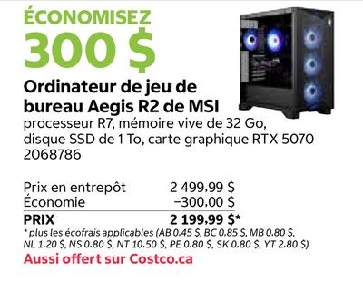 Ordinateur de jeu de bureau Aegis R2 de MSI