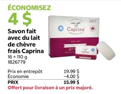 Savon fait avec du lait de chèvre frais Caprina