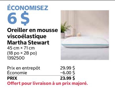 Oreiller en mousse viscoélastique Martha Stewart