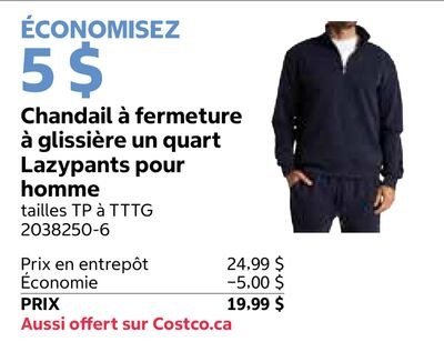 Chandail à fermeture à glissière un quart Lazyp…