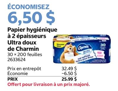 Papier hygiénique à 2 épaisseurs Ultra doux de …