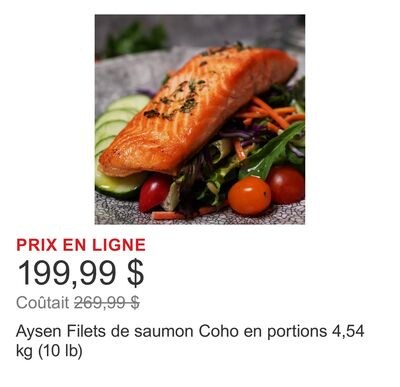 Aysen Filets de saumon Coho en portions 4,54 kg…