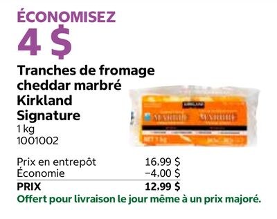 Tranches de fromage cheddar marbré Kirkland Sig…
