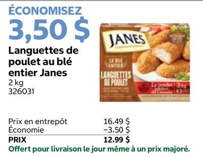Languettes de poulet au blé entier Janes