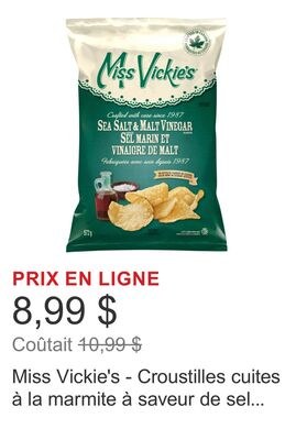 Miss Vickie's - Croustilles cuites à la marmite à saveur de sel marin et vinaigre de malt, 572 g