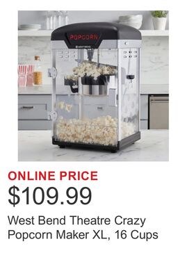 West Bend Theatre Crazy Popcorn Maker XL, 16 Cu…