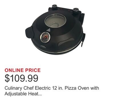 Culinary Chef Electric 12 in. Pizza Oven with A…