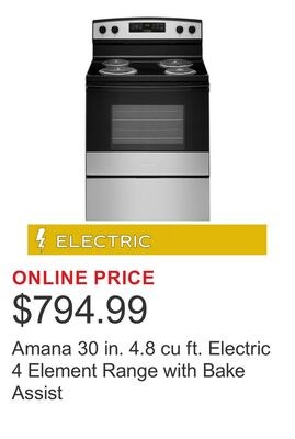 Amana 30 in. 4.8 cu ft. Electric 4 Element Rang…