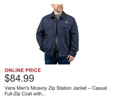 Vans Men's Mcavoy Zip Station Jacket – Casual F…