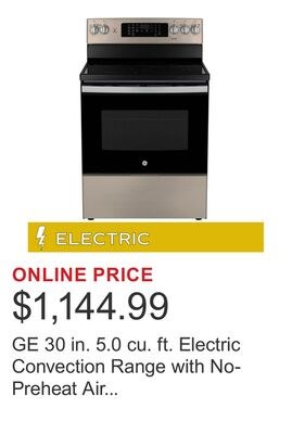 GE 30 in. 5.0 cu. ft. Electric Convection Range…