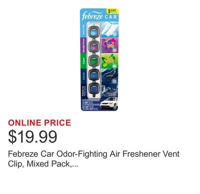 Febreze Car Odor-Fighting Air Freshener Vent Cl…