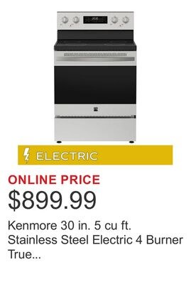 Kenmore 30 in. 5 cu ft. Stainless Steel Electri…
